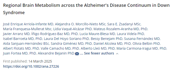 Regional Brain Metabolism across the Alzheimer's Disease Continuum in Down Syndrome